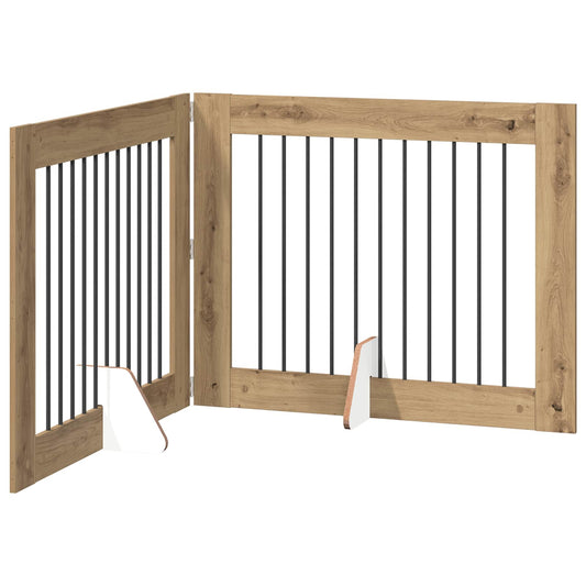 Foldable Dog Gate with Stands 2 pcs Artisan Oak 200.5 cm