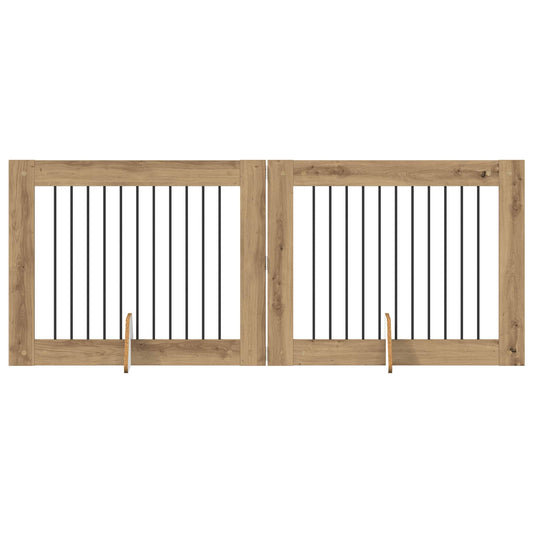 Foldable Dog Gate with Stands 2 pcs Artisan Oak 200.5 cm