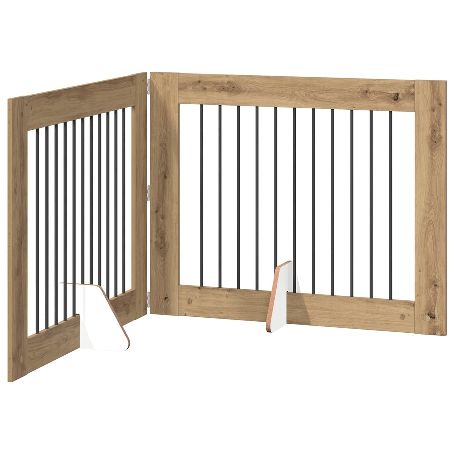 Foldable Dog Gate with Stands 2 pcs Artisan Oak 200.5 cm