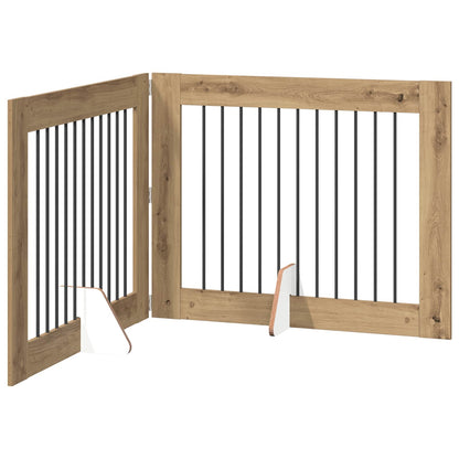 Foldable Dog Gate with Stands 2 pcs Artisan Oak 200.5 cm