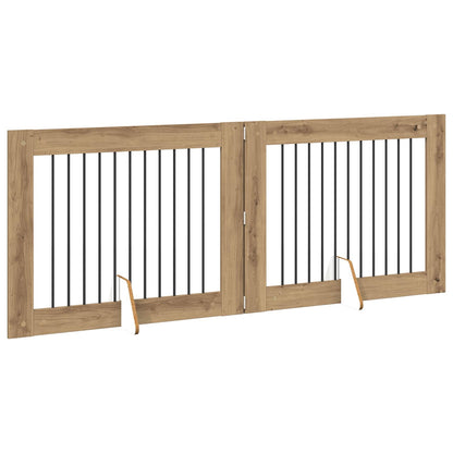 Foldable Dog Gate with Stands 2 pcs Artisan Oak 200.5 cm