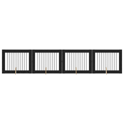 Dog Gate with Stands 4 pcs Black Oak 100 x 80 cm