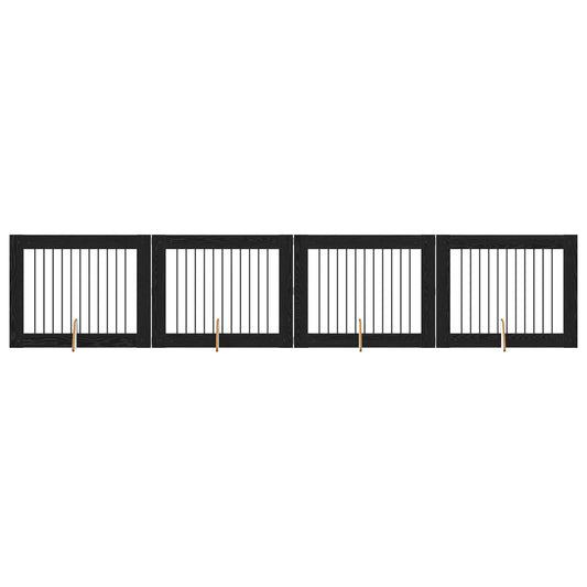 Foldable Dog Gate with Stands 4 pcs Black Oak 401 cm