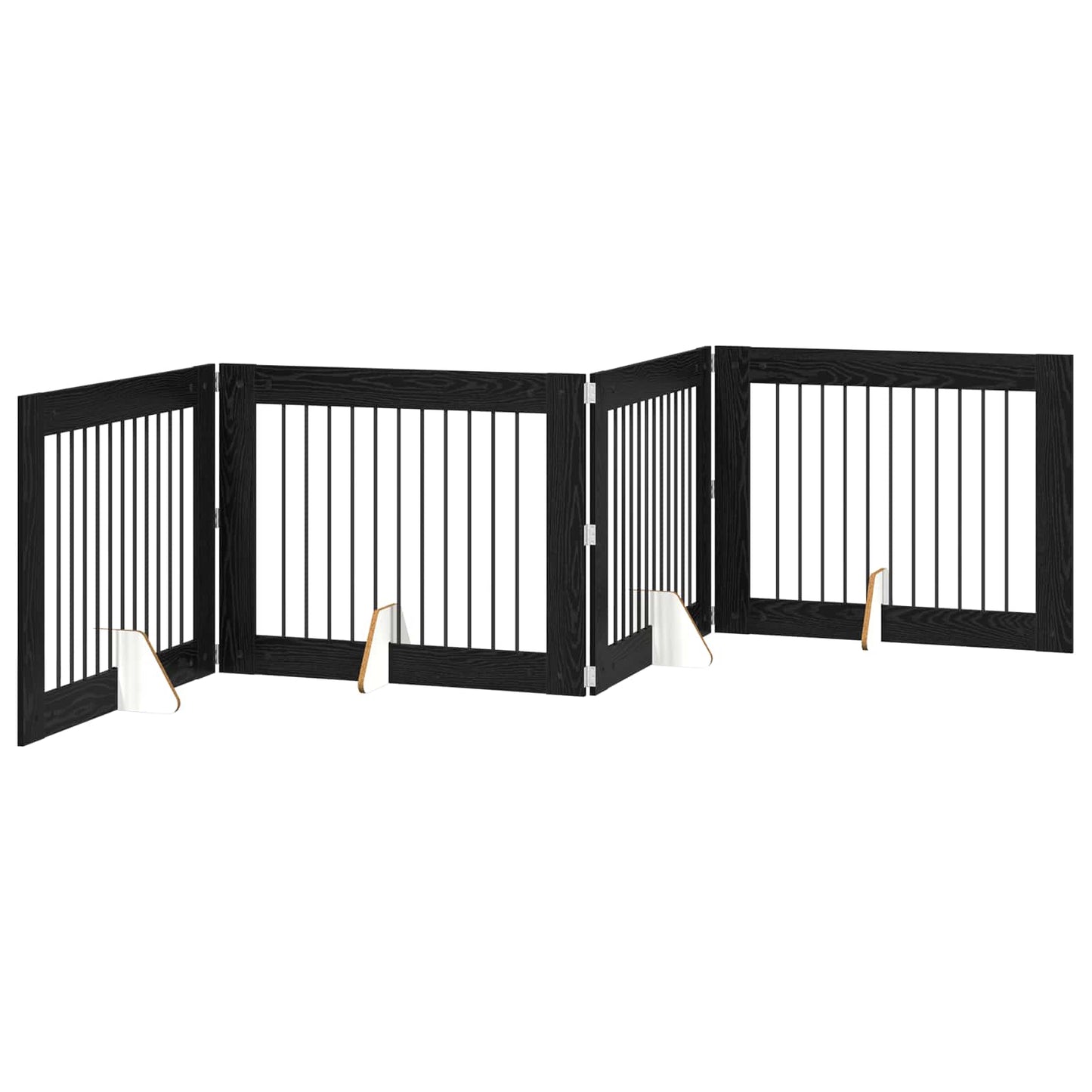 Dog Gate with Stands 4 pcs Black Oak 100 x 80 cm