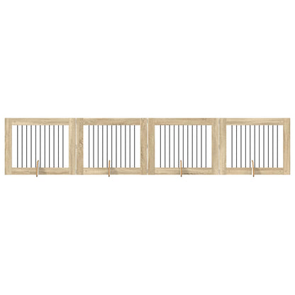Foldable Dog Gate with Stands 4 pcs Sonoma Oak 401 cm