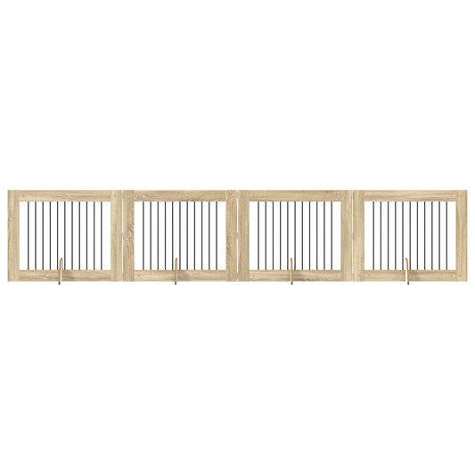 Foldable Dog Gate with Stands 4 pcs Sonoma Oak 401 cm