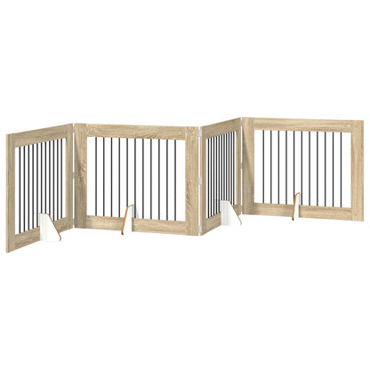 Foldable Dog Gate with Stands 4 pcs Sonoma Oak 401 cm