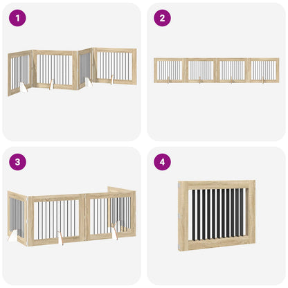 Foldable Dog Gate with Stands 4 pcs Sonoma Oak 401 cm