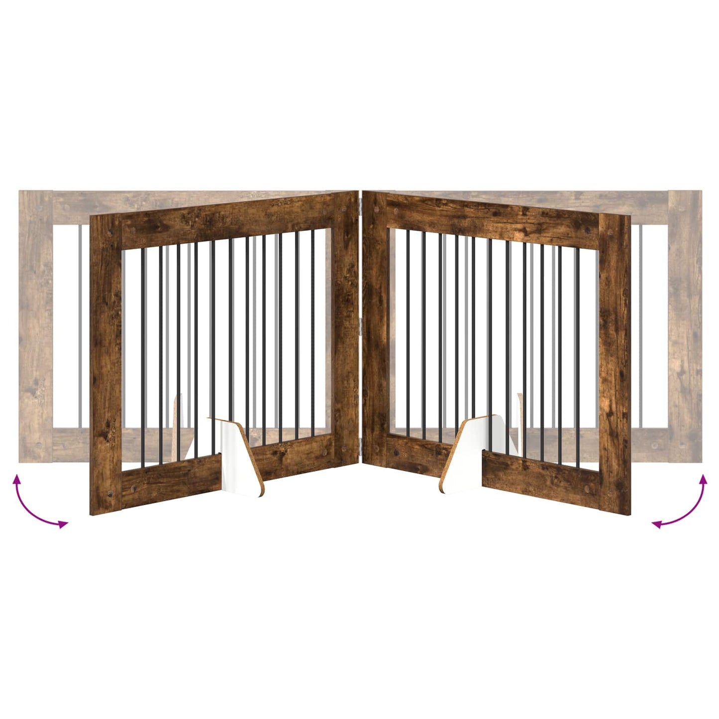 Dog Gate with Stands 4 pcs Smoked Oak 100 x 80 cm