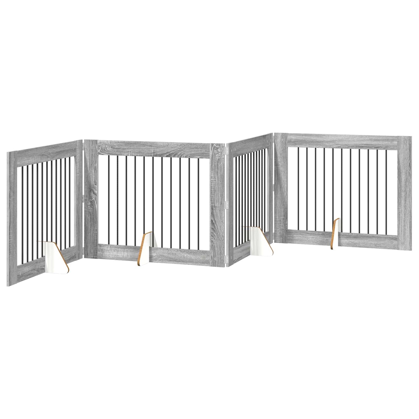 Foldable Dog Gate with Stands 4 pcs Grey Sonoma 401 cm