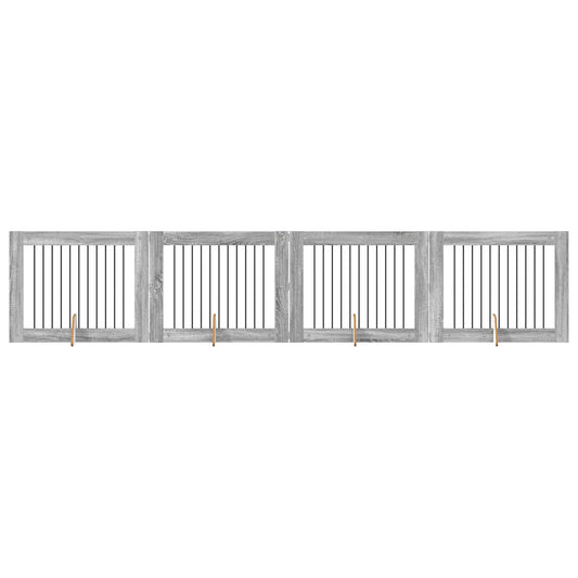 Foldable Dog Gate with Stands 4 pcs Grey Sonoma 401 cm