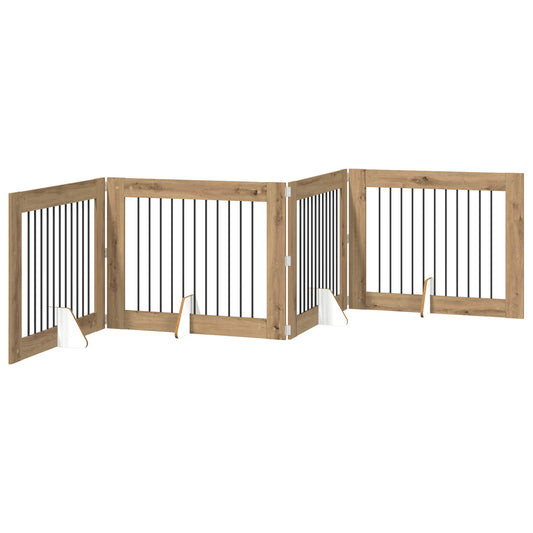 Foldable Dog Gate with Stands 4 pcs Artisan Oak 401 cm
