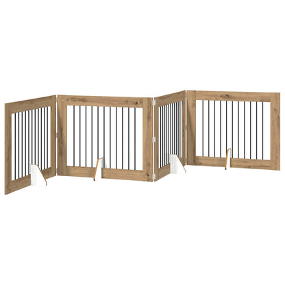Foldable Dog Gate with Stands 4 pcs Artisan Oak 401 cm