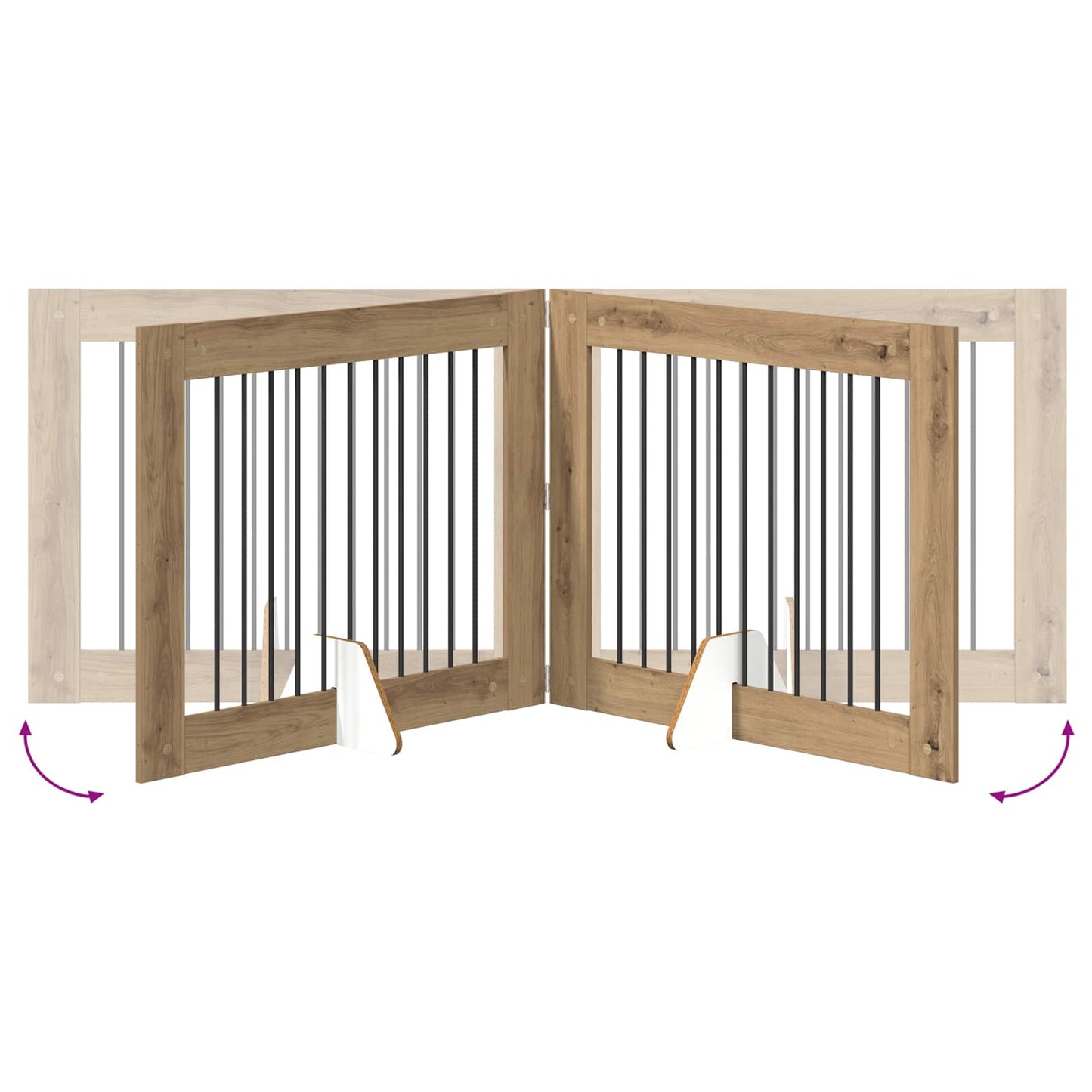 Foldable Dog Gate with Stands 4 pcs Artisan Oak 401 cm