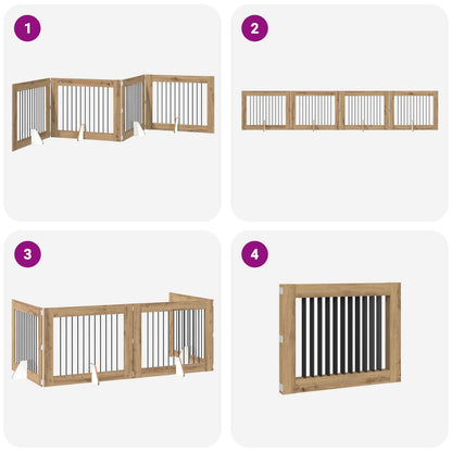 Foldable Dog Gate with Stands 4 pcs Artisan Oak 401 cm