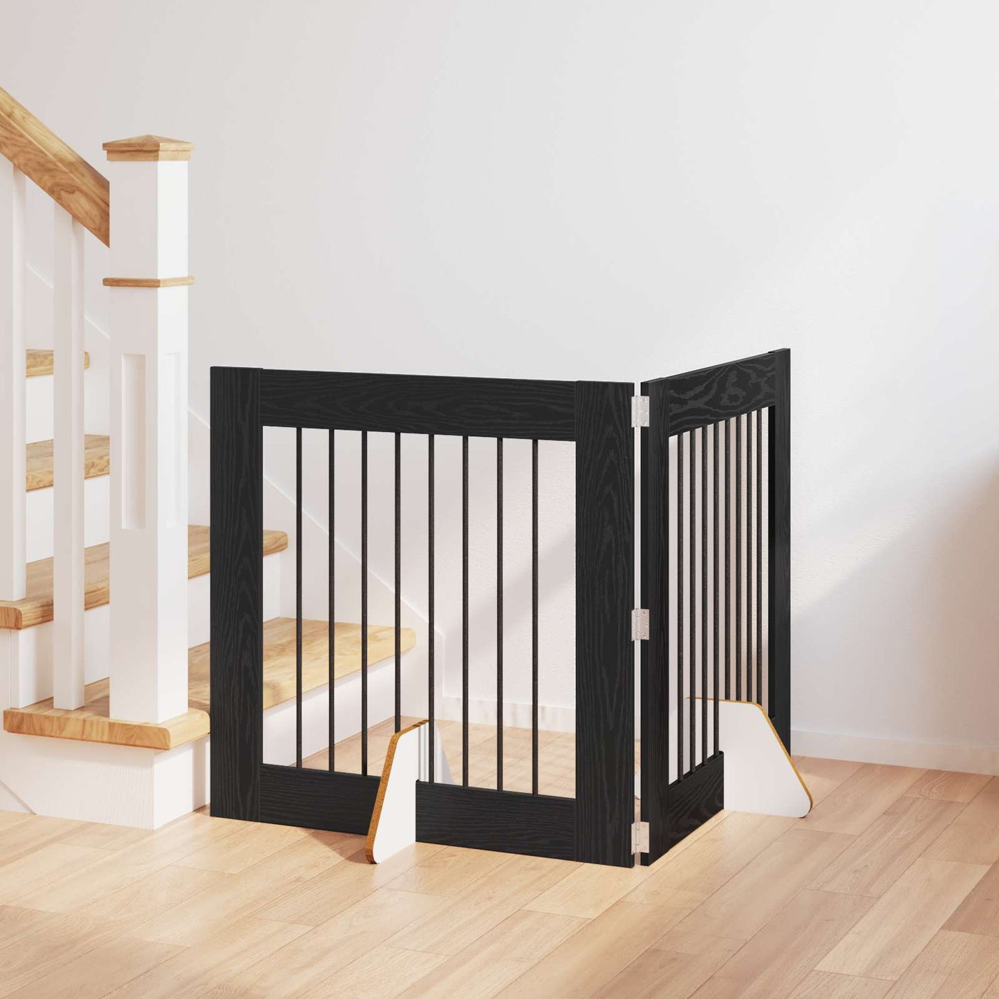 Dog Gate with Stands 2 pcs Black Oak 80 x 80 cm Engineered Wood