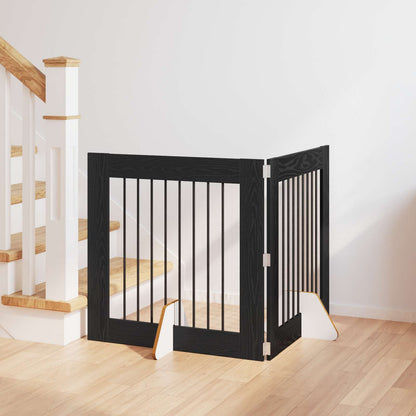 Dog Gate with Stands 2 pcs Black Oak 80 x 80 cm Engineered Wood