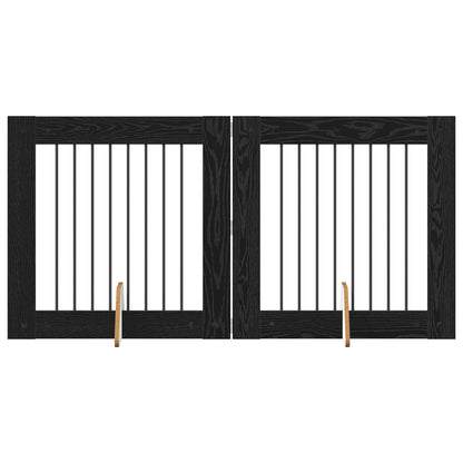 Dog Gate with Stands 2 pcs Black Oak 80 x 80 cm Engineered Wood