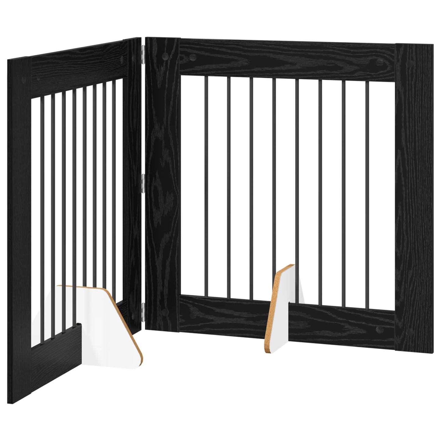 Foldable Dog Gate with Stands 2 pcs Black Oak 160.5 cm