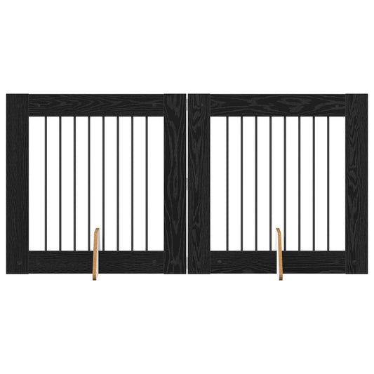 Foldable Dog Gate with Stands 2 pcs Black Oak 160.5 cm