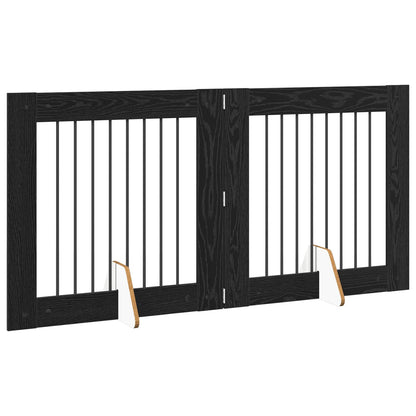 Foldable Dog Gate with Stands 2 pcs Black Oak 160.5 cm