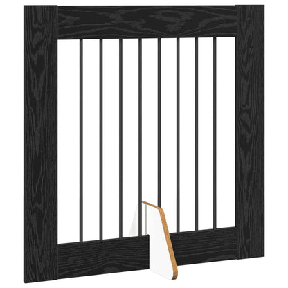 Foldable Dog Gate with Stands 2 pcs Black Oak 160.5 cm