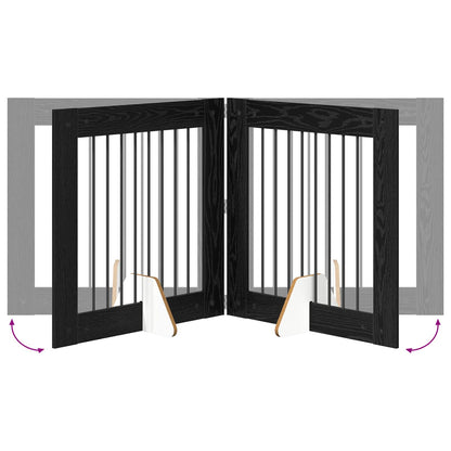 Foldable Dog Gate with Stands 2 pcs Black Oak 160.5 cm