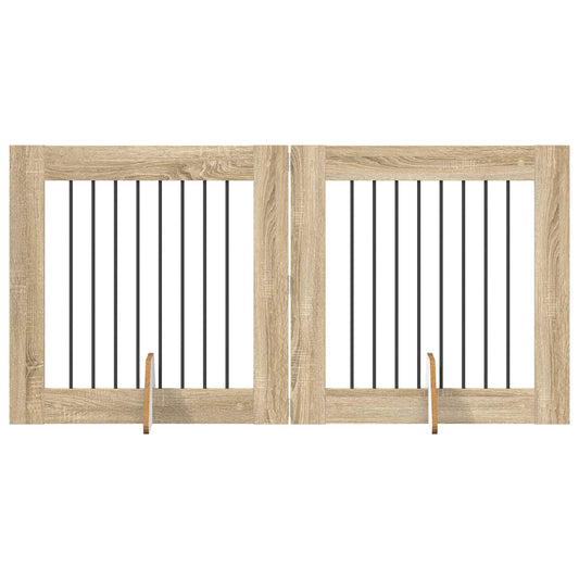 Foldable Dog Gate with Stands 2 pcs Sonoma Oak 160.5 cm