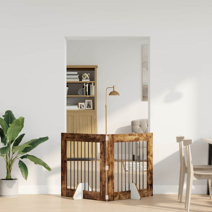 Dog Gate with Stands 2 pcs Smoked Oak 80 x 80 cm