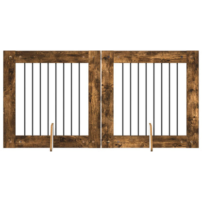 Dog Gate with Stands 2 pcs Smoked Oak 80 x 80 cm