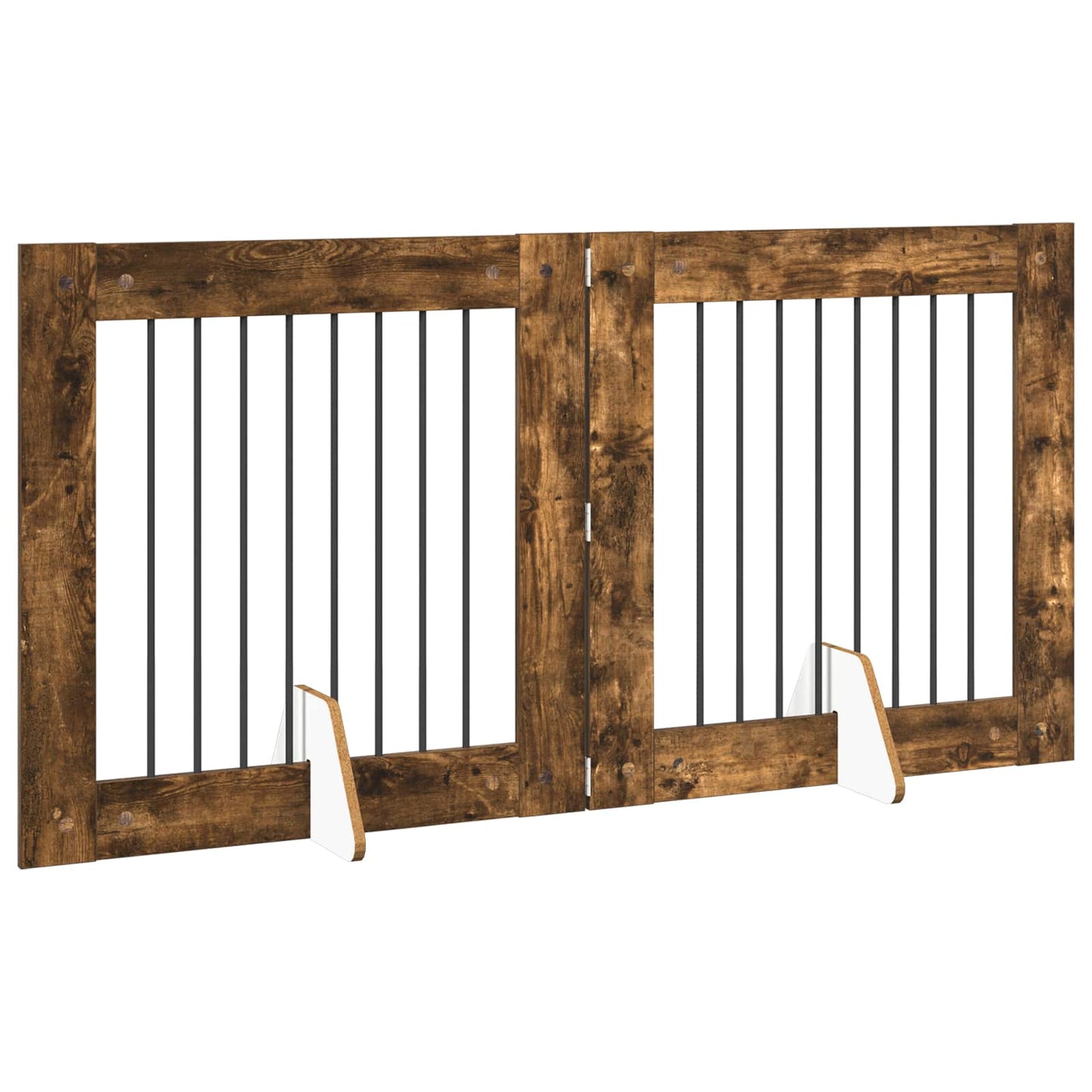 Dog Gate with Stands 2 pcs Smoked Oak 80 x 80 cm