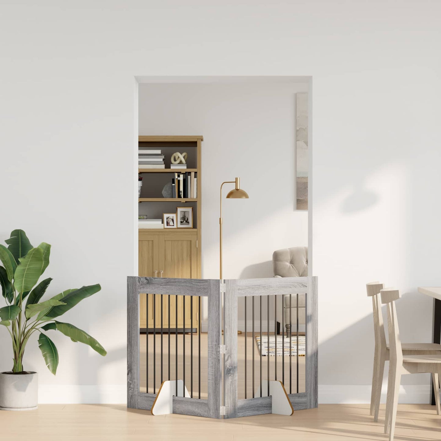 Dog Gate with Stands 2 pcs Grey Sonoma 80 x 80 cm