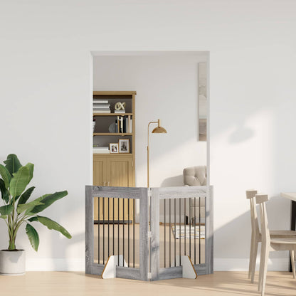 Foldable Dog Gate with Stands 2 pcs Grey Sonoma 160.5 cm