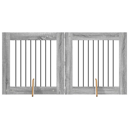 Dog Gate with Stands 2 pcs Grey Sonoma 80 x 80 cm