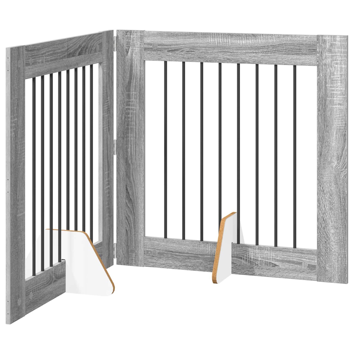 Foldable Dog Gate with Stands 2 pcs Grey Sonoma 160.5 cm