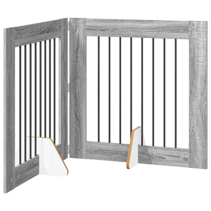 Foldable Dog Gate with Stands 2 pcs Grey Sonoma 160.5 cm