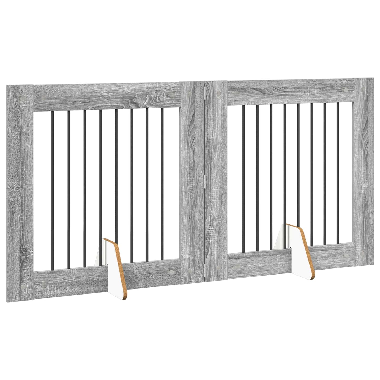 Dog Gate with Stands 2 pcs Grey Sonoma 80 x 80 cm
