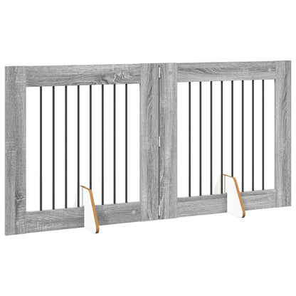 Foldable Dog Gate with Stands 2 pcs Grey Sonoma 160.5 cm