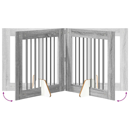 Foldable Dog Gate with Stands 2 pcs Grey Sonoma 160.5 cm