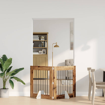 Dog Gate with Stands 2 pcs Old Wood 80 x 80 cm Engineered Wood
