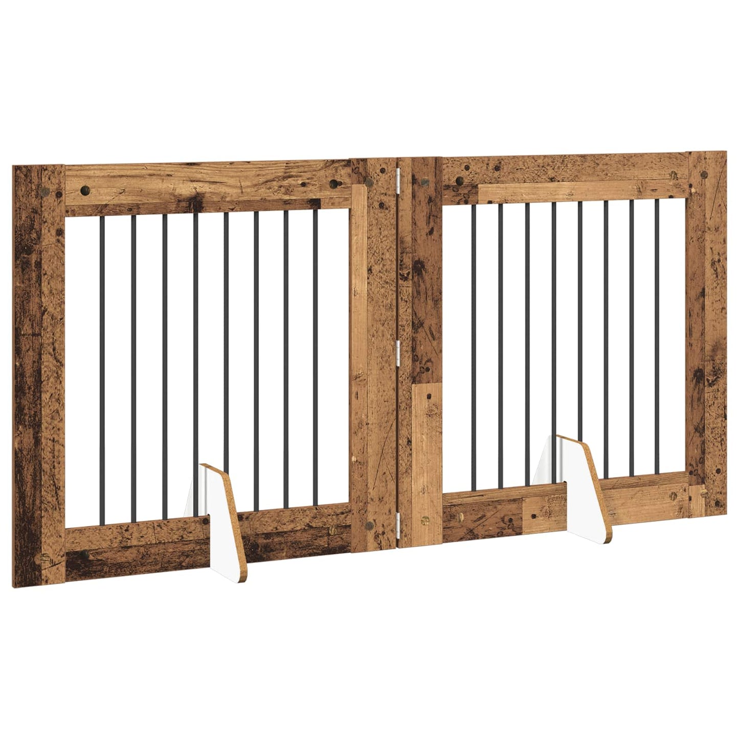 Foldable Dog Gate with Stands 2 pcs Old Wood 160.5 cm
