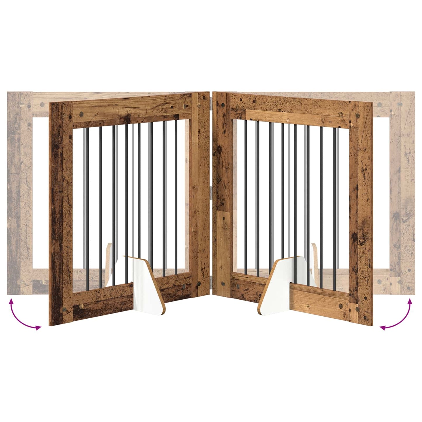 Foldable Dog Gate with Stands 2 pcs Old Wood 160.5 cm