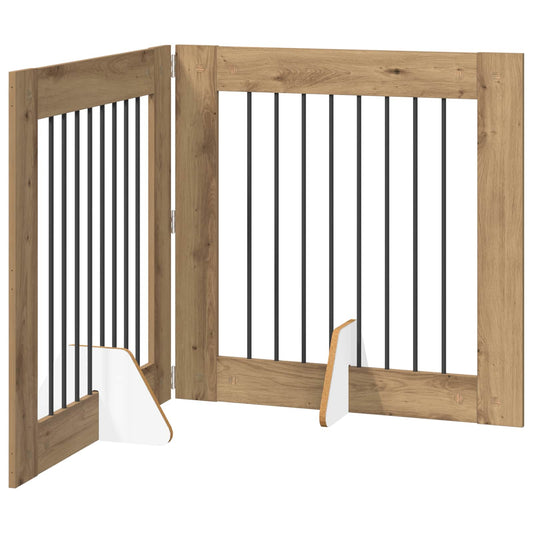 Foldable Dog Gate with Stands 2 pcs Artisan Oak 160.5 cm