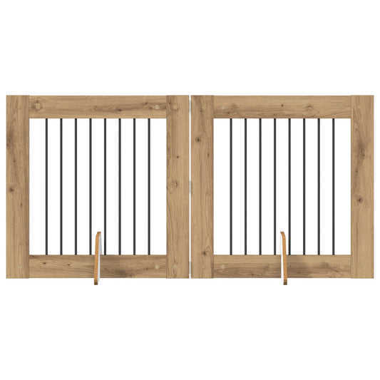 Foldable Dog Gate with Stands 2 pcs Artisan Oak 160.5 cm