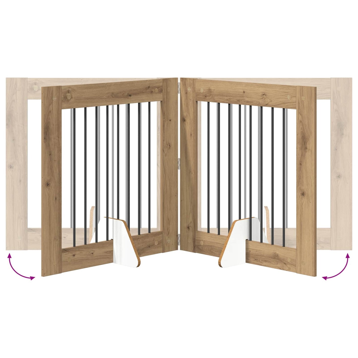 Foldable Dog Gate with Stands 2 pcs Artisan Oak 160.5 cm