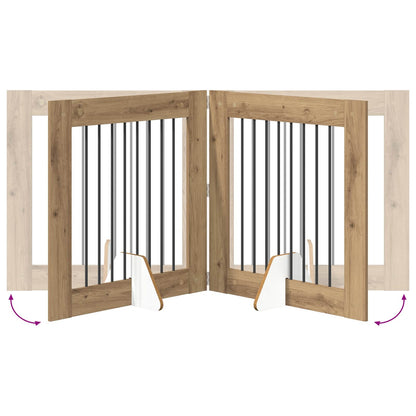 Foldable Dog Gate with Stands 2 pcs Artisan Oak 160.5 cm
