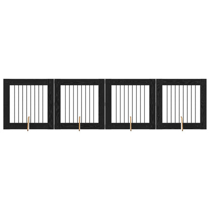 Dog Gate with Stands 4 pcs Black Oak 80 x 80 cm Engineered Wood