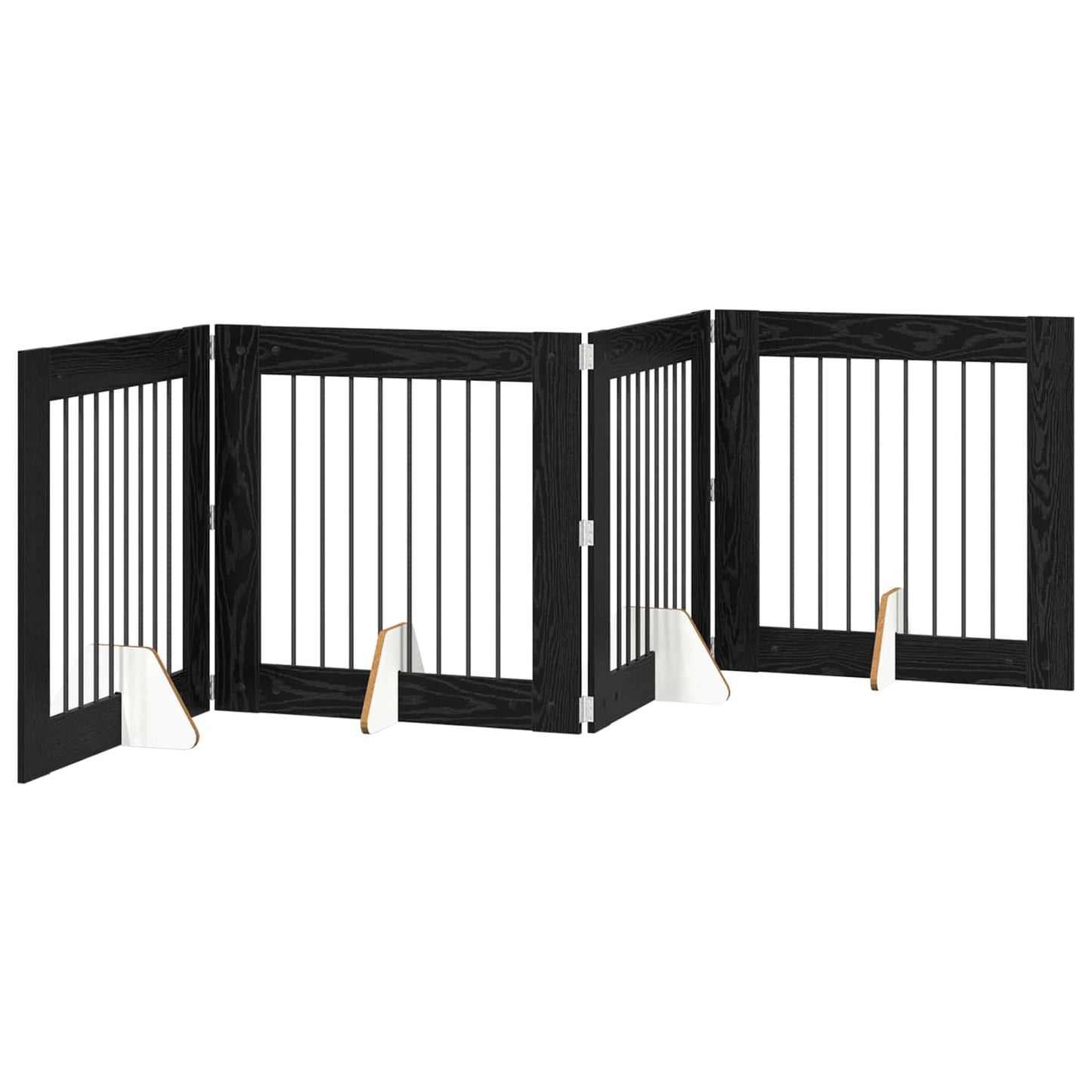 Dog Gate with Stands 4 pcs Black Oak 80 x 80 cm Engineered Wood