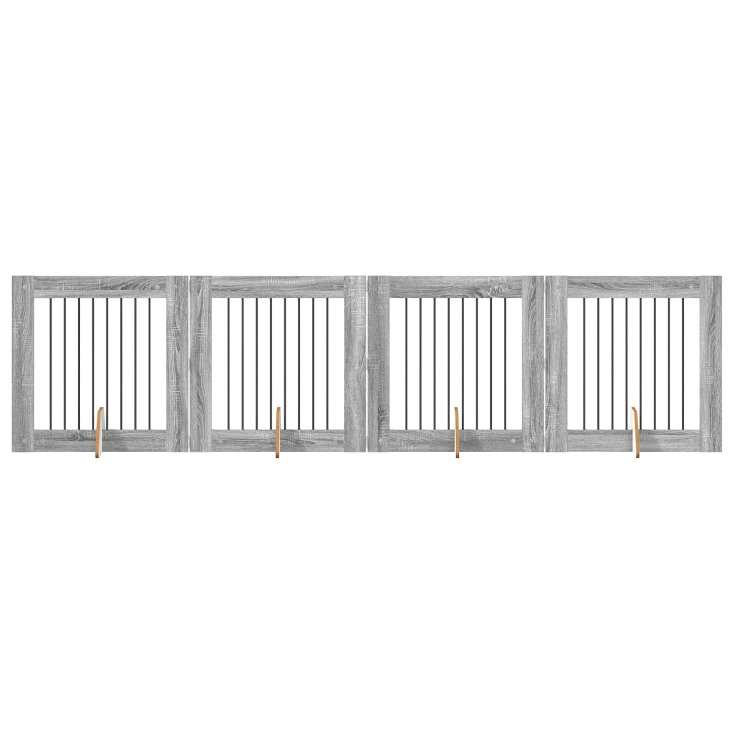 Dog Gate with Stands 4 pcs Grey Sonoma 80 x 80 cm