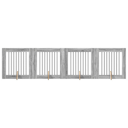 Dog Gate with Stands 4 pcs Grey Sonoma 80 x 80 cm